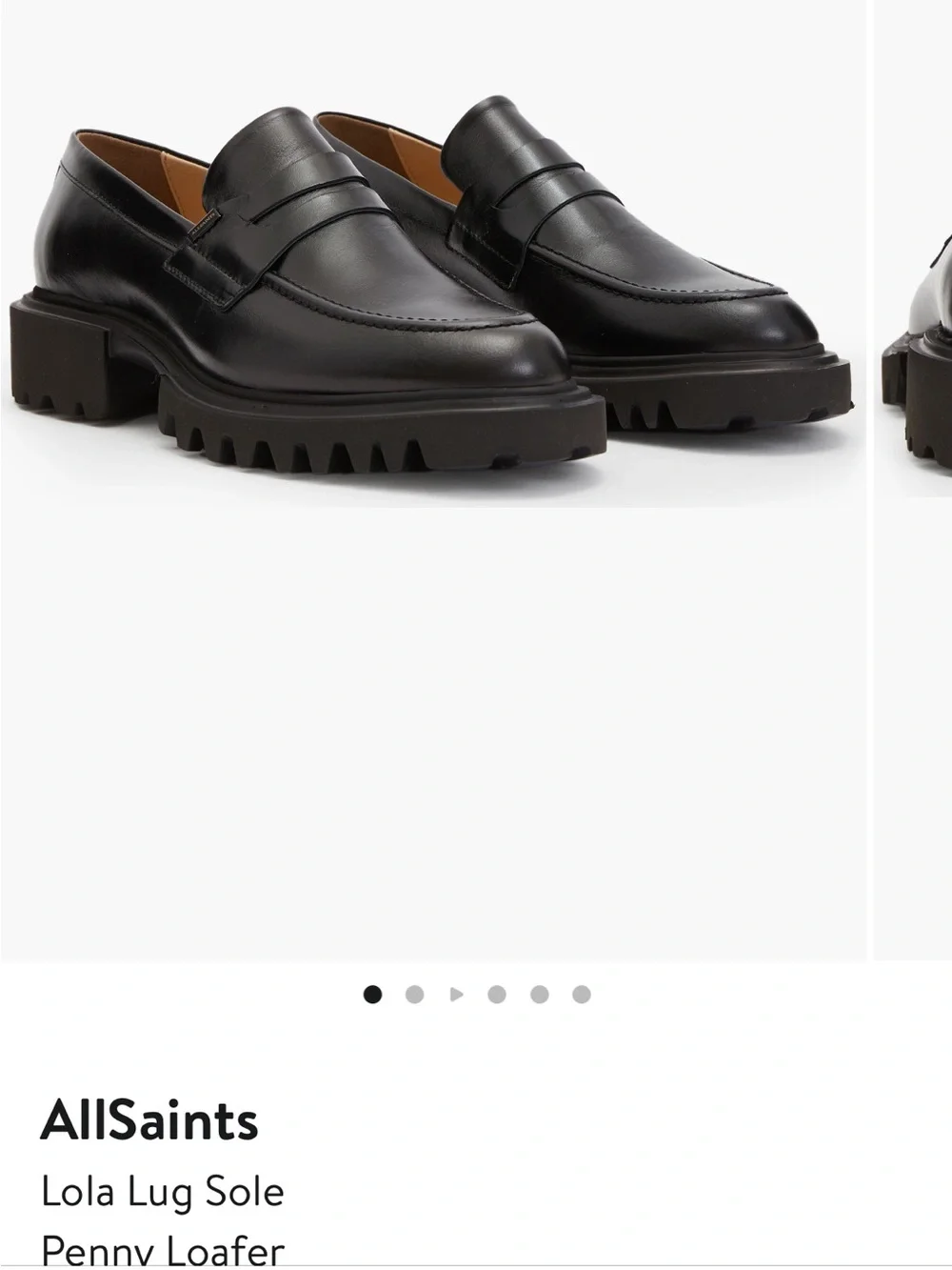 AllSaints Lola Lug Sole Penny Loafer - Black, size 8